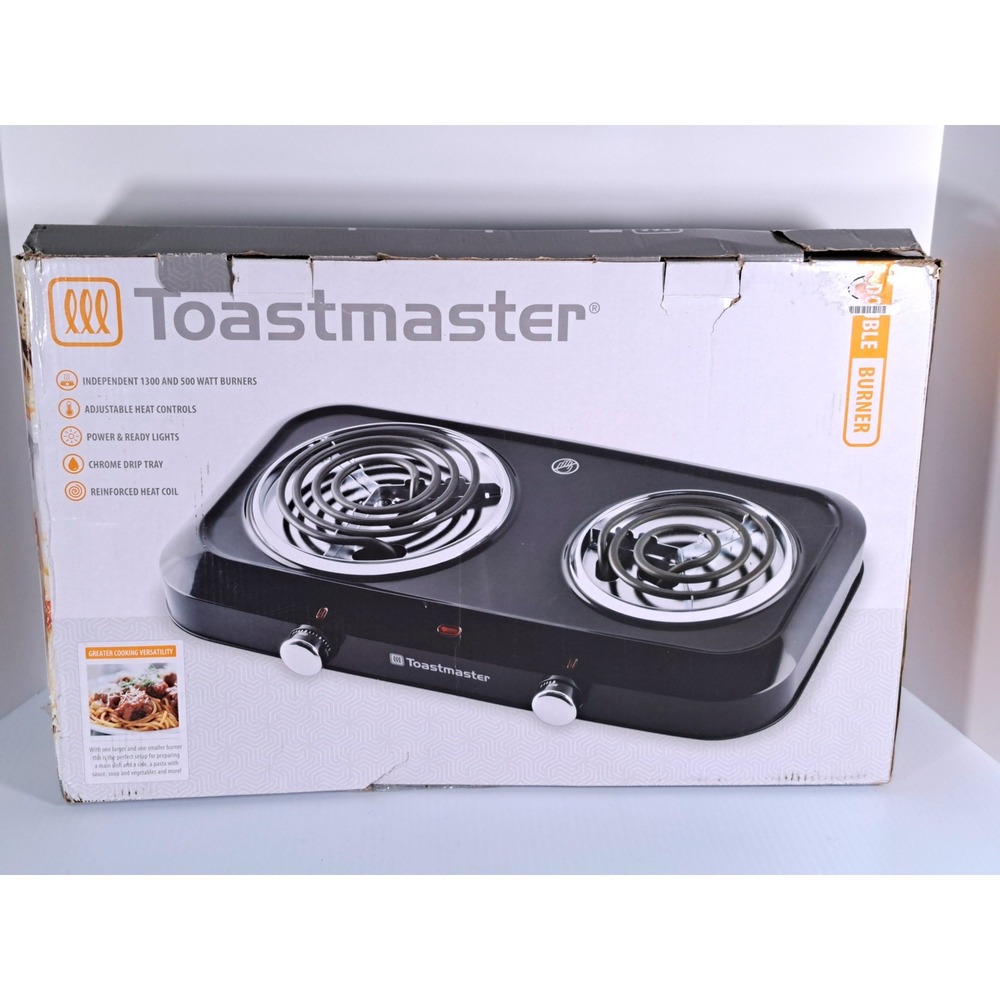 Toastmaster TM-35DB Double Burner Portable Electric Hot Plate 1800W Black Chrome